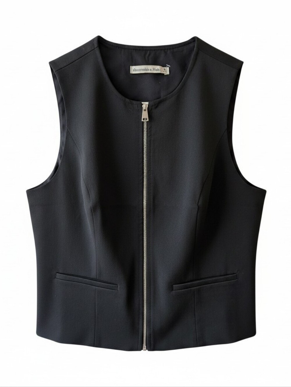 Abercrombie & Fitch Black Zip-Front Sleeveless Vest